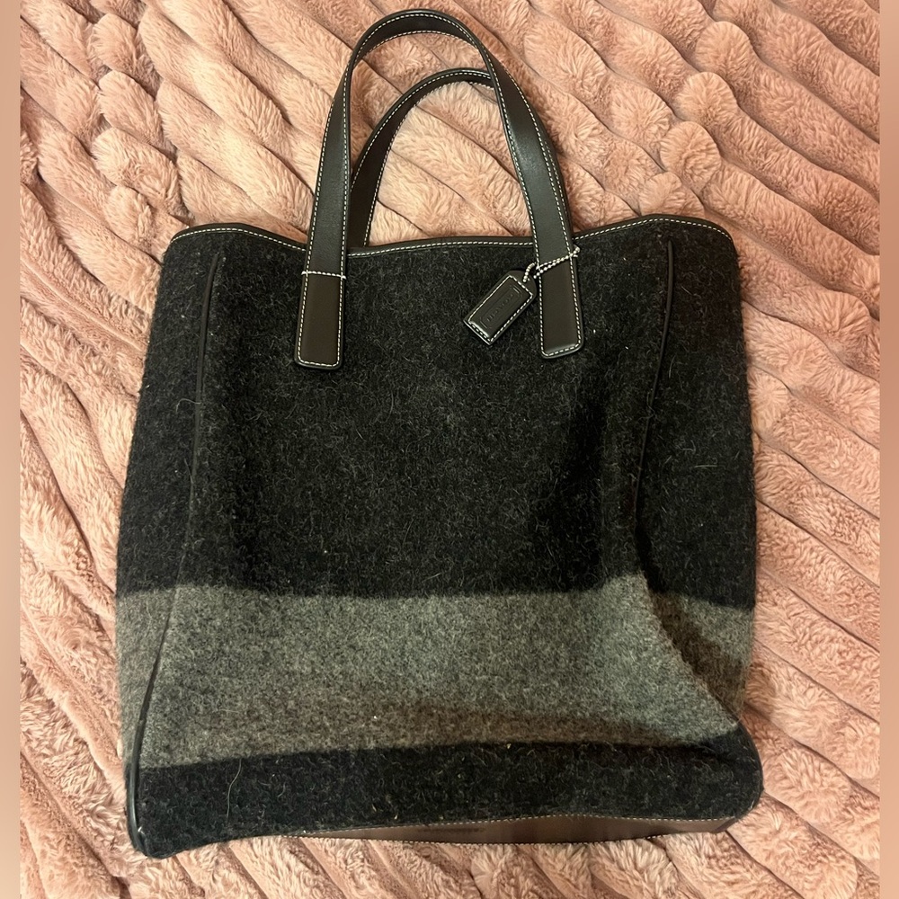 Vintage Coach Black and Gray Tote Bag